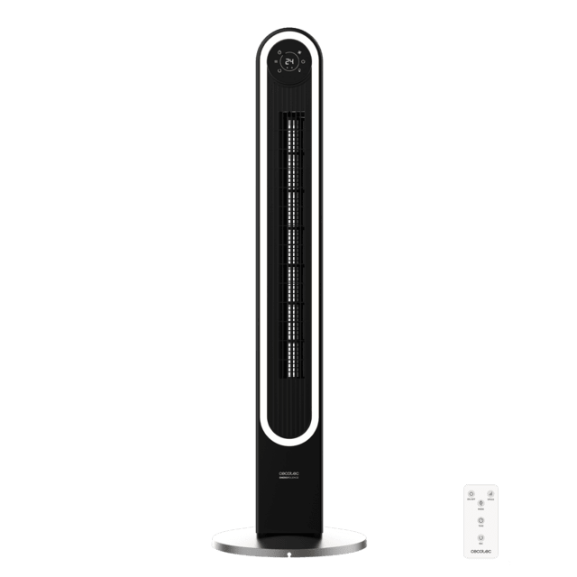 Cecotec EnergySilence 9090 Skyline Smart Light Ventilador de torre con luz de 60 W y 42" con mando a distancia control táctil pantalla LED temporizador y oscilación. Ventilador de torre con luz