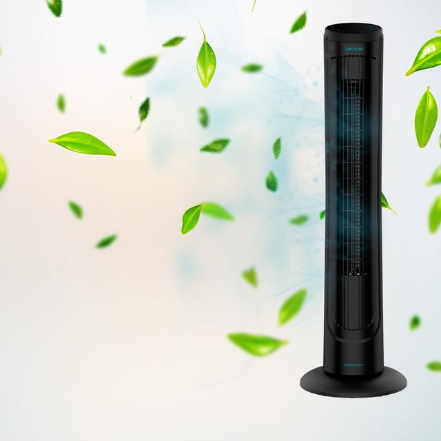 Cecotec EnergySilence 9090 Skyline. Ventilador De Torre Digital Con Mando A Distancia Y Temporizador 45 W 40'' (102cm) De Altura Oscilante Motor De Cobre 3 Velocidades Negro Ventilador De Torre