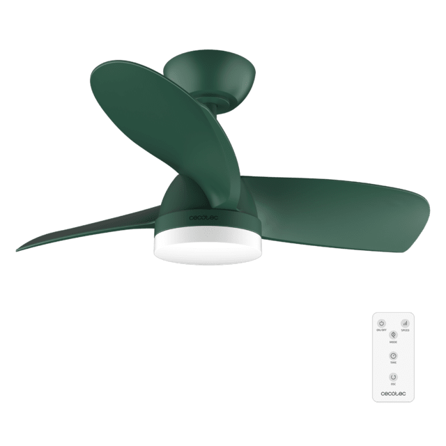 Cecotec EnergySilence Aero 3050 Mint Ventilador de techo de 35 W con motor DC y 36” con luz LED mando a distancia temporizador 6 velocidades y 3 aspas.  Ventilador de techo