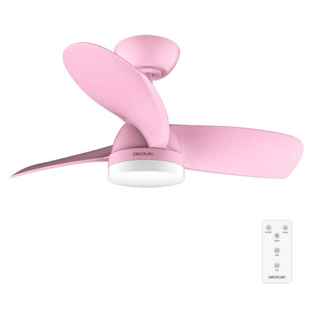 Cecotec EnergySilence Aero 3050 Pink Ventilador de techo de 35 W con motor DC y 36” con luz LED mando a distancia temporizador 6 velocidades y 3 aspas. Ventilador de techo
