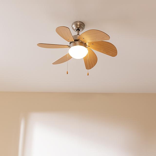 Cecotec EnergySilence Aero 350. Ventilador De Techo Con Luz De 50 W Bajo Consumo 81 Cm De Diámetro 6 Aspas Reversibles 3 Velocidades Función Invierno Acabado En Blanco/madera Ventilador De Techo