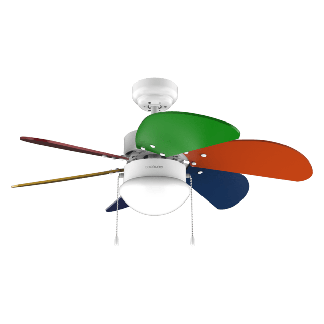 Cecotec EnergySilence Aero 360 ColorFull Ventilador de techo de 50 W y 36” con lámpara 3 velocidades 6 aspas reversibles modo winter-summer y uso sencillo. Ventilador de techo