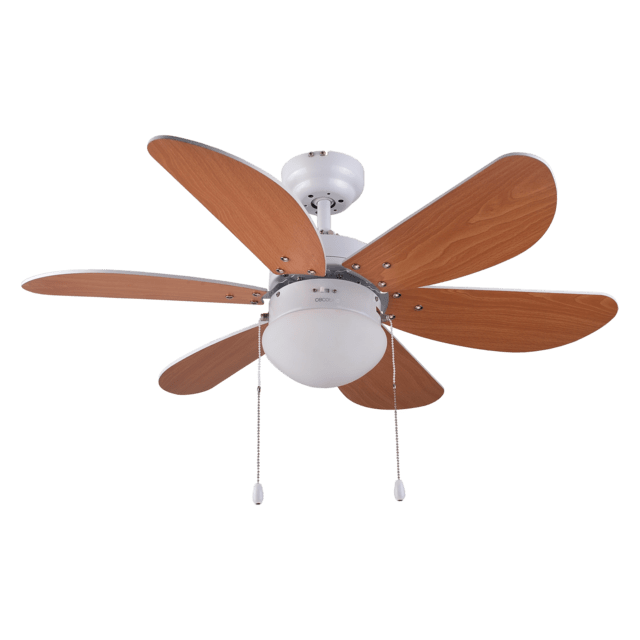 Cecotec EnergySilence Aero 360. Ventilador de Techo con Luz de 50 W Bajo consumo 91 cm de Diámetro 6 Aspas Reversibles 3 Velocidades Función Invierno Acabado en blanco/madera Ventilador de techo