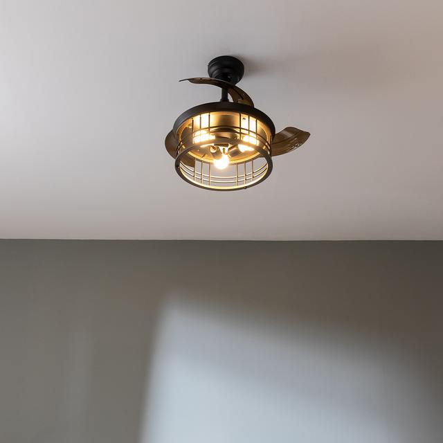 Cecotec EnergySilence Aero 3600 Invisible Metalic Style Ventilador De Techo De Diseño Con Motor DC Con Una Potencia De 25W Y Lámpara Integrada Con 3 Aspas Retráctiles 36 Pulgadas Control Remoto 3 Velocidades Temporizador Y Mo