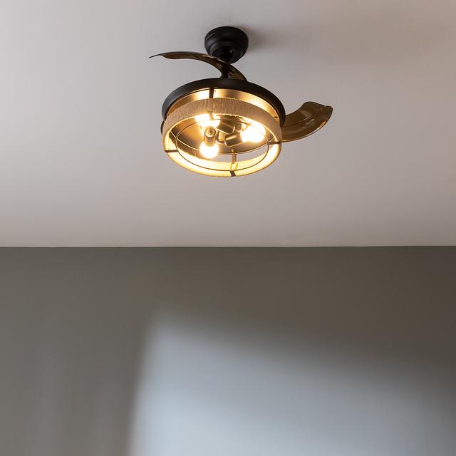 Cecotec EnergySilence Aero 3600 Invisible Natural Design Ventilador De Techo De Diseño Con Motor DC Con Una Potencia De 25W Y Lámpara Integrada Con 3 Aspas Retráctiles 36 Pulgadas Control Remoto 3 Velocidades Temporizador Y M