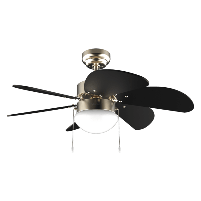 Cecotec EnergySilence Aero 365 Gold&Wood Ventilador de techo de 50 W y 36” con lámpara 3 velocidades 6 aspas reversibles modo winter-summer y uso sencillo. Ventilador de techo