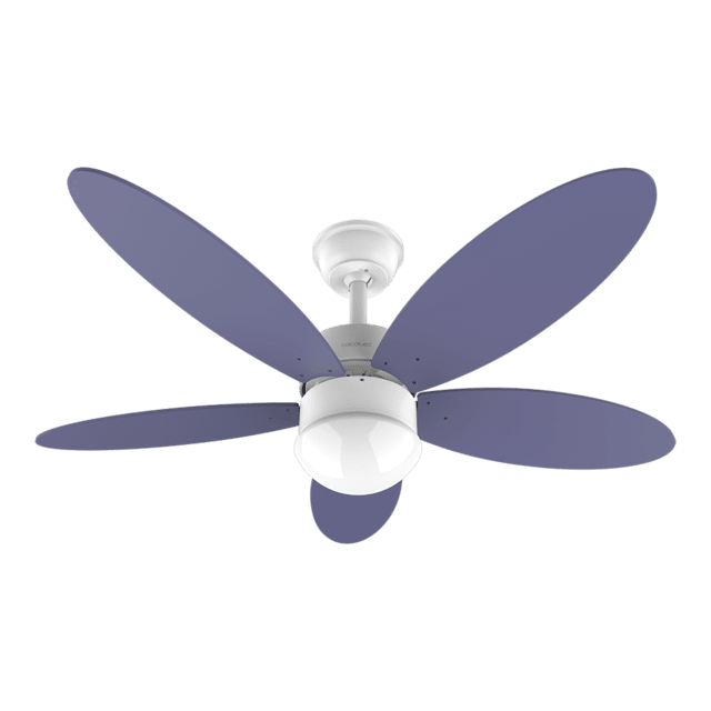 Cecotec EnergySilence Aero 4250 Flow Purple. Ventilador De Techo Con Mando A Distancia Temporizador Y Luz LED 40 W Motor DC 42" 5 Aspas Reversibles 6 Velocidades Función Invierno Lila Ventilador De Techo Con Mando A Distancia Y