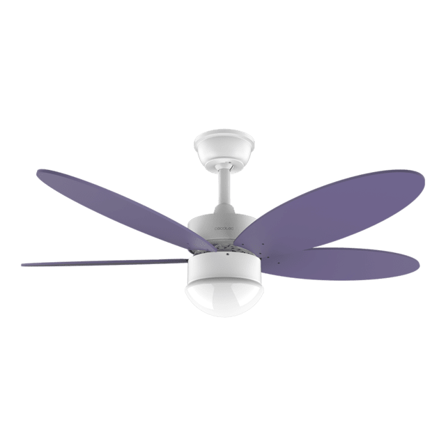 Cecotec EnergySilence Aero 4250 Flow Purple. Ventilador De Techo Con Mando A Distancia Temporizador Y Luz LED 40 W Motor DC 42" 5 Aspas Reversibles 6 Velocidades Función Invierno Lila Ventilador De Techo Con Mando A Distancia Y