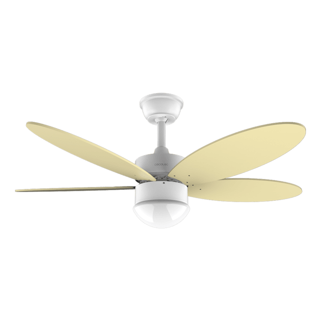 Cecotec EnergySilence Aero 4250 Flow SunLight. Ventilador de Techo con Mando a distancia Temporizador y Luz LED 40 W Motor DC 42" 5 Aspas Reversibles 6 Velocidades Función Invierno Amarillo Plancha Horizontal