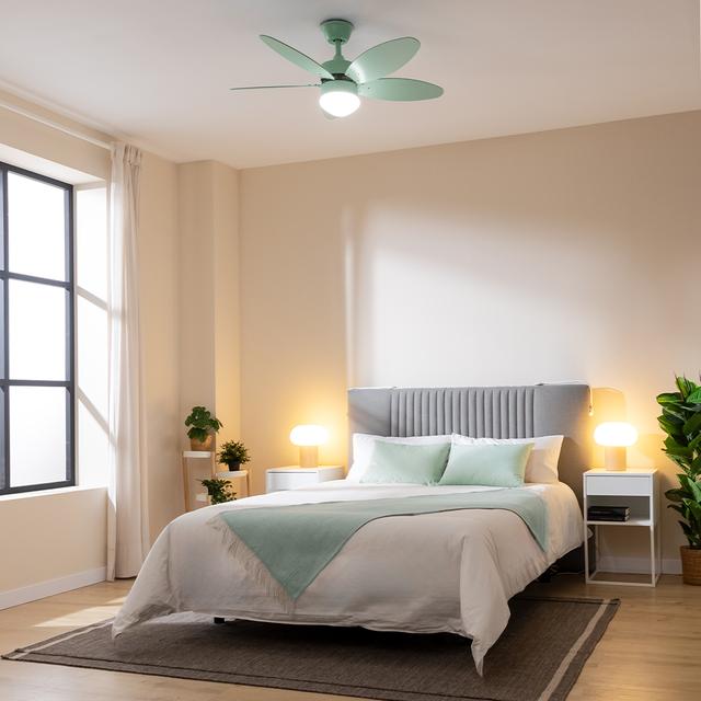 Cecotec EnergySilence Aero 4260 Full Mint Ventilador De Techo De 40 W Con Motor DC Y 42” Con Luz LED Mando A Distancia Temporizador 6 Velocidades Y 5 Aspas Reversibles. Ventilador De Techo