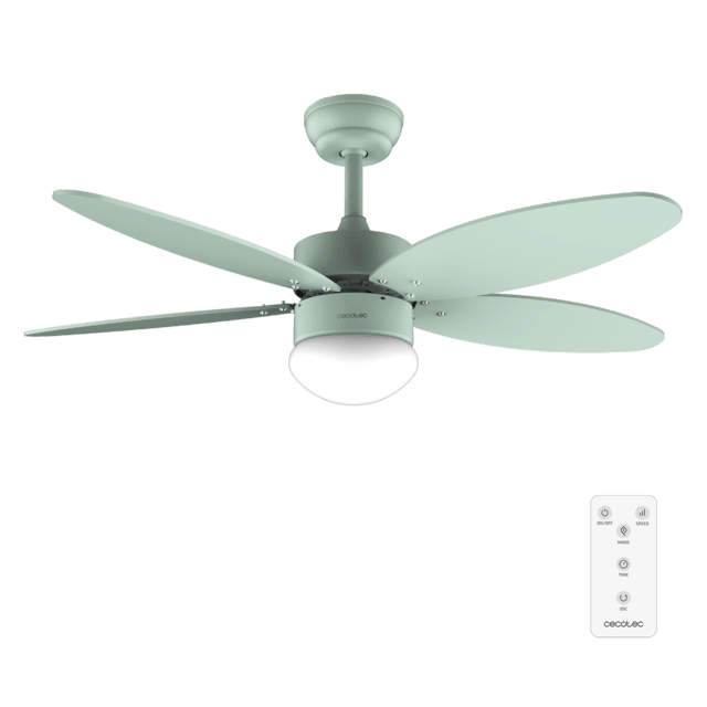 Cecotec EnergySilence Aero 4260 Full Mint Ventilador de techo de 40 W con motor DC y 42” con luz LED mando a distancia temporizador 6 velocidades y 5 aspas reversibles. Ventilador de techo