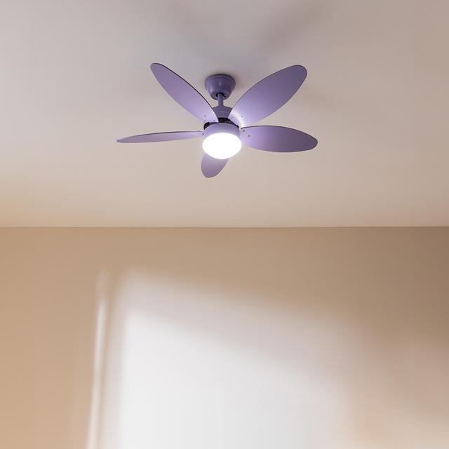 Cecotec EnergySilence Aero 4260 Full Purple Ventilador De Techo De 40 W Con Motor DC Y 42” Con Luz LED Mando A Distancia Temporizador 6 Velocidades Y 5 Aspas Reversibles. Ventilador De Techo