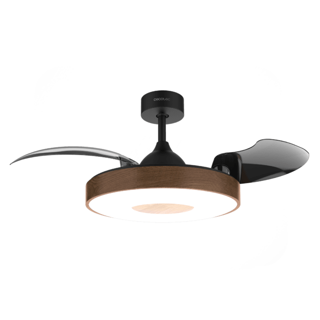 Cecotec EnergySilence Aero 4280 Invisible DarkWood Ventilador De Techo Con Aspas Retráctiles Con Un Motor DC De 65W Y 42" Con Iluminación LED Temporizador Mando A Distancia Y Modo Winter-summer. Ventilador De Techo 