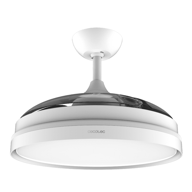 Cecotec EnergySilence Aero 4280 Invisible White. Ventilador De Techo Con Aspas Retráctiles Y Lámpara 40 W Diámetro 42" (106cm) Temporizador 3 Tonos De Luz Función Verano-Invierno Ventilador De Techo Con Luz Y Mando A Distanc