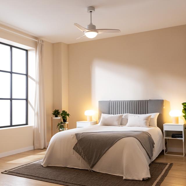 Cecotec EnergySilence Aero 460. Ventilador De Techo Con Mando A Distancia Temporizador Y Luz LED. Potencia 49 W 106 Cm De Diámetro 3 Aspas 3 Velocidades Función Invierno Diseño En Blanco Ventilador De Techo