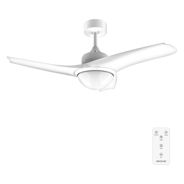 Cecotec EnergySilence Aero 460. Ventilador de Techo con Mando a Distancia Temporizador y Luz LED. Potencia 49 W 106 cm de Diámetro 3 Aspas 3 Velocidades Función Invierno Diseño en blanco Ventilador de techo