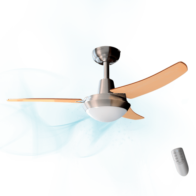 Cecotec EnergySilence Aero 480. Ventilador De Techo Con Mando A Distancia Y Luz 65 W 106 Cm De Diámetro 3 Aspas Reversibles 3 Velocidades Acabado En Madera Nogal/Haya Ventilador De Techo