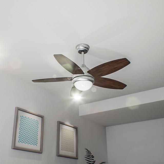 Cecotec EnergySilence Aero 490. Ventilador De Techo Con Mando A Distancia Y Luz 50 W Bajo Consumo 5 Aspas Innovadoras Reversibles De 42'' 3 Velocidades Acabado En Madera Ventilador De Techo