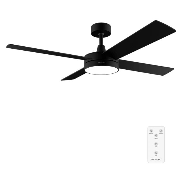Cecotec EnergySilence Aero 5200 Black Line Ventilador de techo de 65 W y 52” con luz LED. Ventilador de techo con luz y mando a distancia
