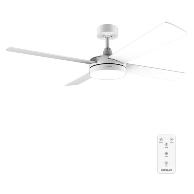 Cecotec EnergySilence Aero 5200 White Line Ventilador de techo de 65 W y 52” con luz LED. Ventilador de techo