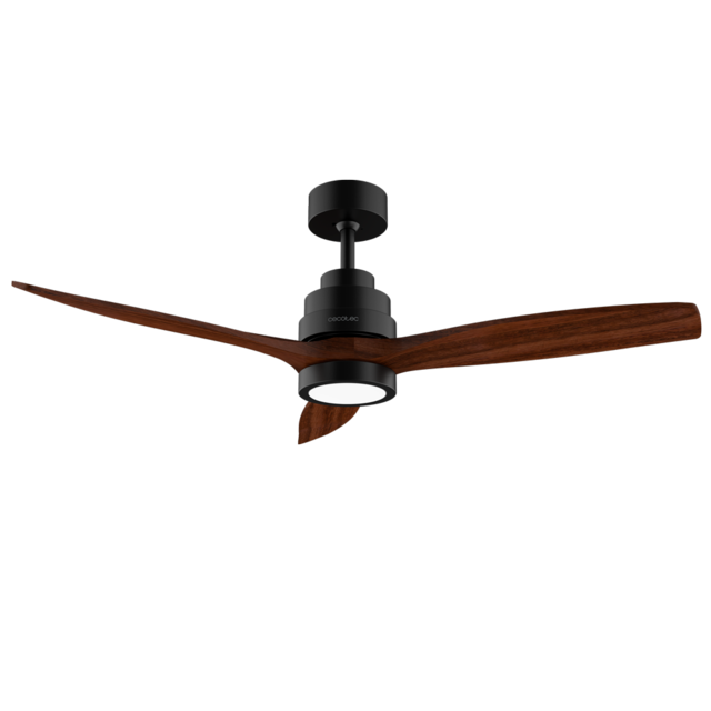 Cecotec EnergySilence Aero 5250 Black Design. Ventilador de Techo con Mando a Distancia y Temporizador 40W Diámetro 132 cm Motor DC Luz LED 6 Velocidades Función invierno Negro/Aspas Madera Ventilador de techo 