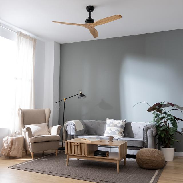 Cecotec EnergySilence Aero 5270 Black&LightWood Ventilador De Techo De 40 W Y 52" Con Motor DC Mando A Distancia Doble Altura Temporizador Modo Winter-summer. Ventilador De Techo 