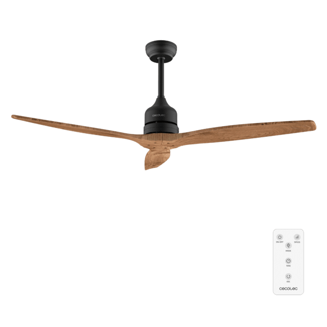 Cecotec EnergySilence Aero 5270 DarkWood Ventilador de techo de 40 W y 52" con motor DC mando a distancia doble altura temporizador modo winter-summer. Ventilador de techo
