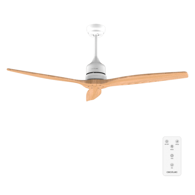 Cecotec EnergySilence Aero 5270 LightWood Ventilador de techo de 40 W y 52" con motor DC mando a distancia doble altura temporizador modo winter-summer.  Ventilador de techo 