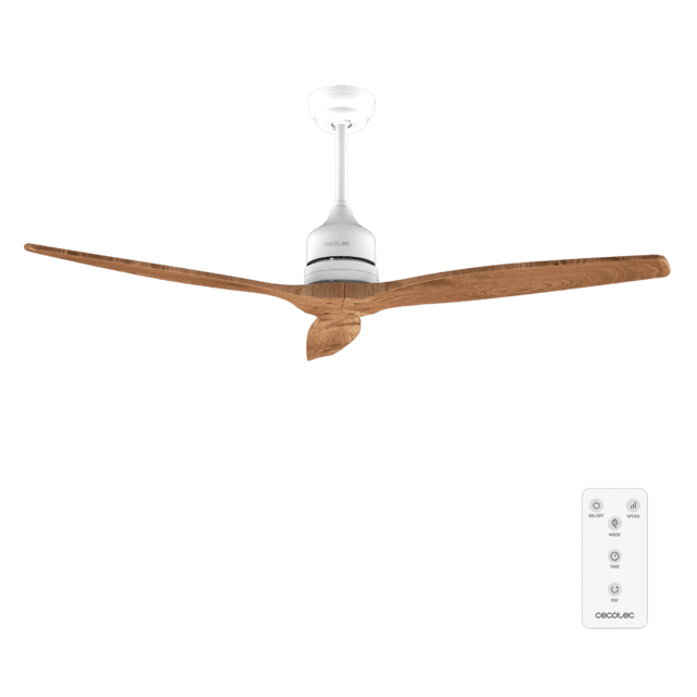 Cecotec EnergySilence Aero 5270 White&BlackWood Ventilador de techo de 40 W y 52" con motor DC mando a distancia doble altura temporizador modo winter-summer. Ventilador de techo