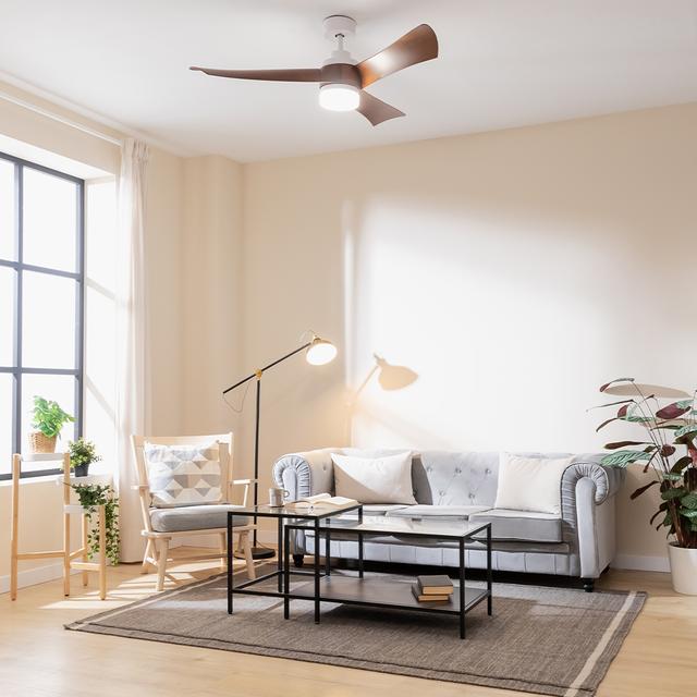 Cecotec EnergySilence Aero 5280 DarkWood Ventilador De Techo De 40 W Y 52" Con Motor DC Mando A Distancia Luz LED De 18W Temporizador Programable Modo Winter-summer. Ventilador De Techo