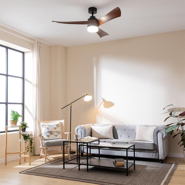 Cecotec EnergySilence Aero 5285 DarkWood Ventilador De Techo De 40 W Y 52" Con Motor DC Mando A Distancia Luz LED De 18W Temporizador Programable Modo Winter-summer. Ventilador De Techo 