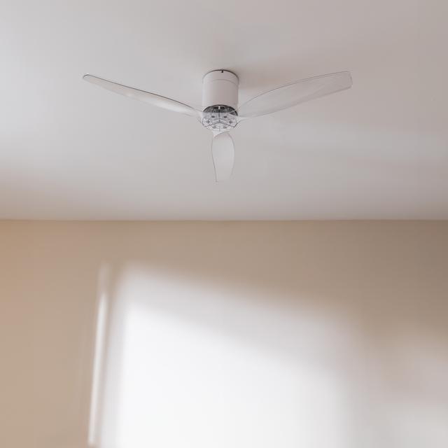 Cecotec EnergySilence Aero 5285 WhiteTransparent Ventilador De Techo De 40 W Y 52” Con Mando A Distancia Control Por Wifi Y Mando A Distancia Protección IP44 6 Velocidades 3 Aspas Modo Winter-summer Y Temporizador De Hasta 8