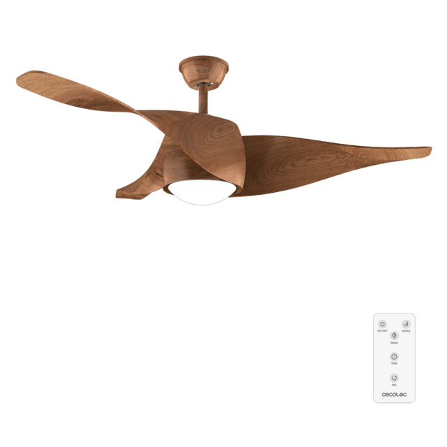 Cecotec EnergySilence Aero 5290 BlackWood Ventilador de techo de 40 W y 52" con motor DC mando a distancia luz LED temporizador programable modo winter-summer. Ventilador de techo