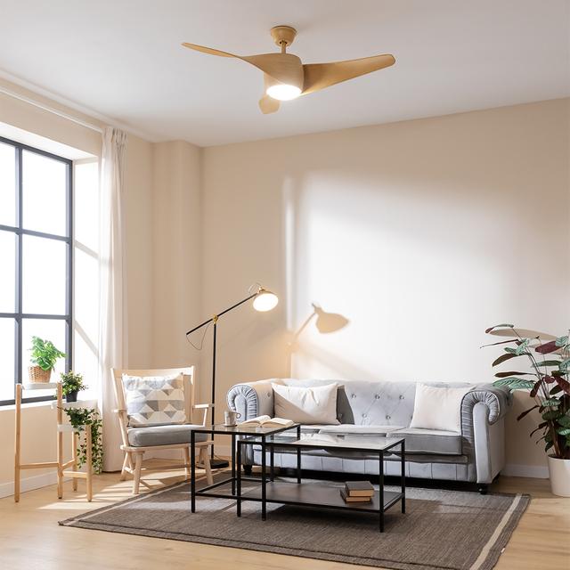 Cecotec EnergySilence Aero 5290 LightWood Ventilador De Techo De 40 W Y 52" Con Motor DC Mando A Distancia Luz LED Temporizador Programable Modo Winter-summer. Ventilador De Techo 