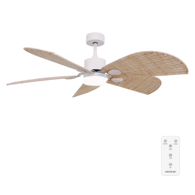 Cecotec EnergySilence Aero 5290 Natural Ventilador de techo con motor DC incorporado de 40W 52 pulgadas luz LED de 18W temporizador regulable entre 1/2/4 y 8 horas modo winter-summer 6 velocidades para seleccionar con 5 aspas gi