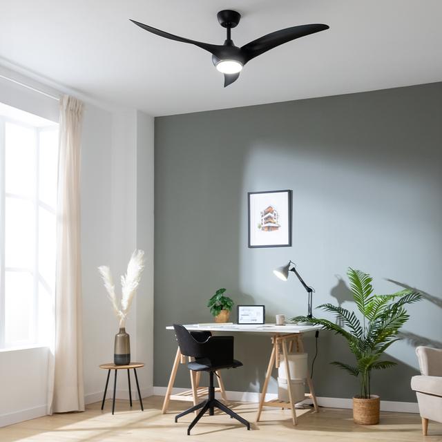 Cecotec EnergySilence Aero 5295 Black Ventilador De Techo Con Motor DC De 40W 54 Pulgadas Con Luz LED De 18W 3 Tonalidades Seleccionables 3 Aspas Temporizador Programable. Ventilador De Techo