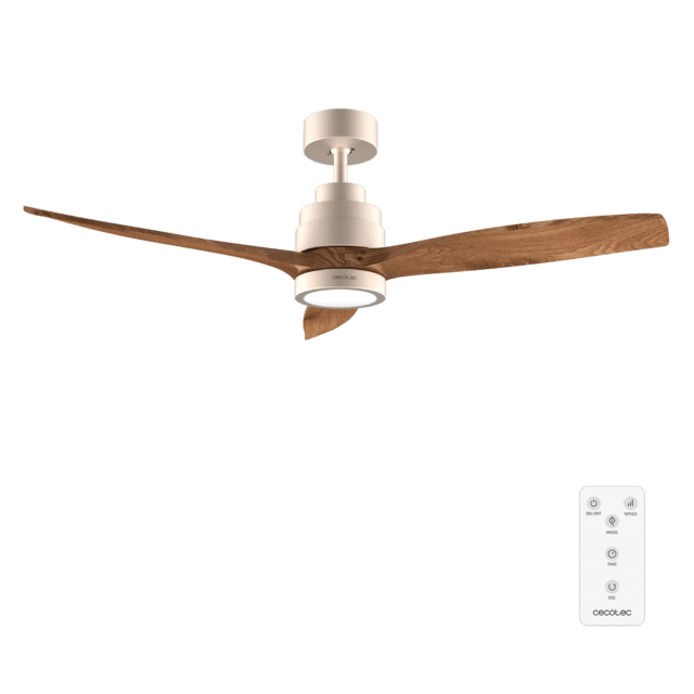 Cecotec EnergySilence Aero 5295 GoldBlack Ventilador de techo de 35 W con motor DC y 52” con luz LED de 18W mando a distancia temporizador y 6 velocidades. Ventilador de techo