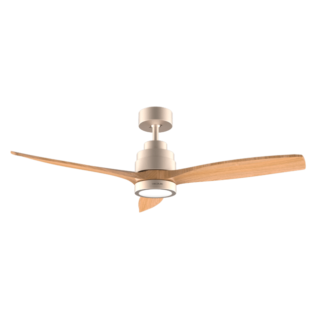 Cecotec EnergySilence Aero 5295 GoldWhite Ventilador De Techo De 35W Con Motor DC Y 52” Con Luz LED De 18W Mando A Distancia Temporizador Y 6 Velocidades. Ventilador De Techo
