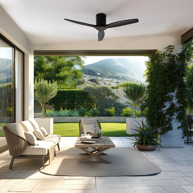 Cecotec EnergySilence Aero 5500 Aqua Black&Black Connected Ventilador De Techo De 40 W Y 52” Con Mando A Distancia Control Por Wifi Y Mando A Distancia Protección IP44 6 Velocidades 3 Aspas Modo Winter-summer Y Temporizador D