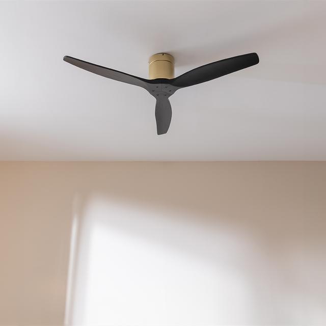 Cecotec EnergySilence Aero 5500 Aqua GoldBlack Connected Ventilador De Techo De 40 W Y 52” Con Mando A Distancia Control Por Wifi Y Mando A Distancia Protección IP44 6 Velocidades 3 Aspas Modo Winter-summer Y Temporizador De