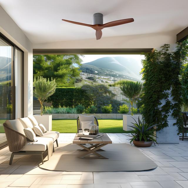 Cecotec EnergySilence Aero 5500 Aqua IronDarkWood Connected Ventilador De Techo De 40 W Y 52” Con Mando A Distancia Control Por Wifi Y Mando A Distancia Protección IP20 6 Velocidades 3 Aspas Modo Winter-summer Y Temporizador