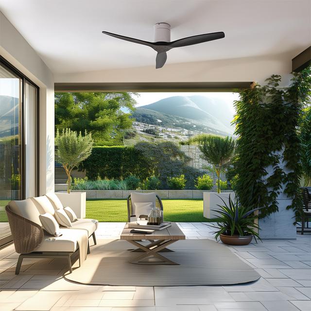 Cecotec EnergySilence Aero 5500 Aqua White&Black Connected Ventilador De Techo De 40 W Y 52” Con Mando A Distancia Control Por Wifi Y Mando A Distancia Protección IP44 6 Velocidades 3 Aspas Modo Winter-summer Y Temporizador D