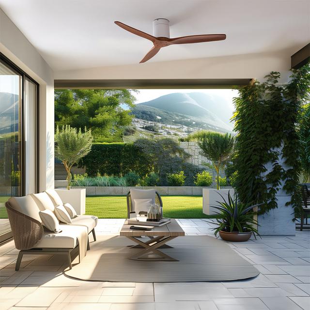 Cecotec EnergySilence Aero 5500 Aqua WhiteDarkWood Connected Ventilador De Techo De 40 W Y 52” Con Mando A Distancia Control Por Wifi Y Mando A Distancia Protección IP44 6 Velocidades 3 Aspas Modo Winter-summer Y Temporizador