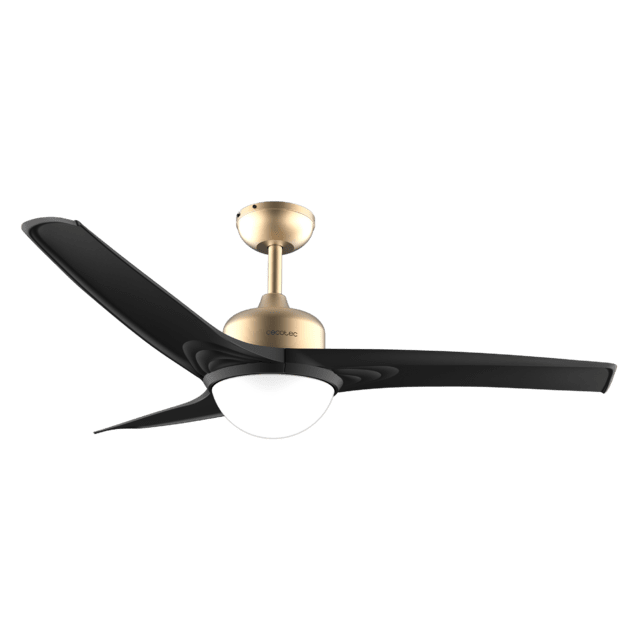 Cecotec EnergySilence Aero 560 GoldBlack Ventilador De Techo De 60W Y 52” Con Luz LED De 18W Mando A Distancia Temporizador Programable 3 Velocidades A Seleccionar Y 3 Aspas Ventilador De Techo