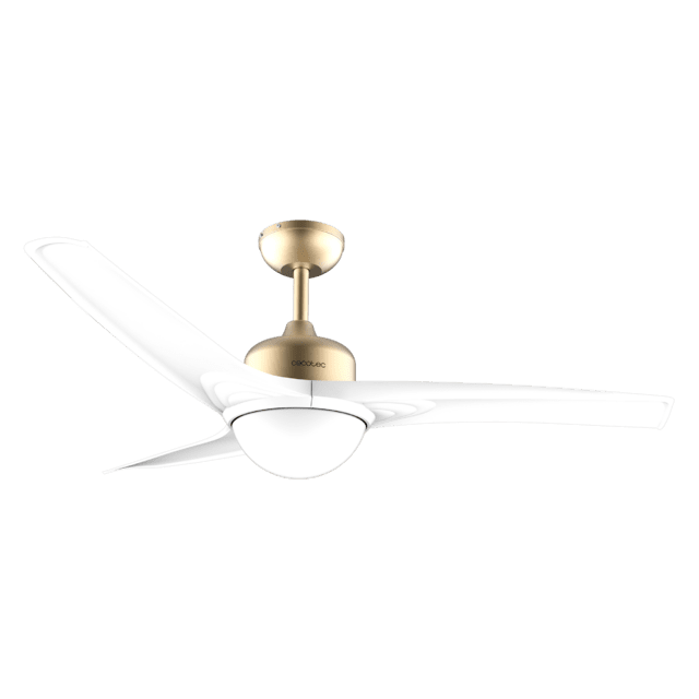 Cecotec EnergySilence Aero 560 GoldWhite Ventilador De Techo De 60W Y 52” Con Luz LED De 18W Mando A Distancia Temporizador Programable 3 Velocidades A Seleccionar Y 3 Aspas. Ventilador De Techo