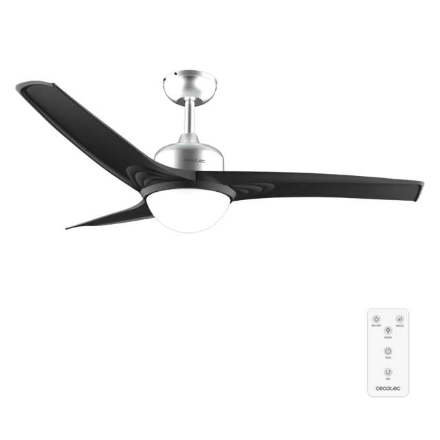 Cecotec EnergySilence Aero 560 IronBlack Ventilador de techo de 60W y 52” con luz LED de 18W mando a distancia temporizador programable 3 velocidades a seleccionar y 3 aspas Ventilador de techo 