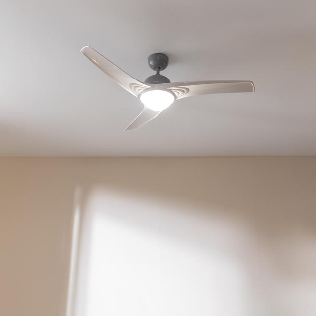 Cecotec EnergySilence Aero 560 IronWhite Ventilador De Techo De 60W Y 52” Con Luz LED De 18W Mando A Distancia Temporizador Programable 3 Velocidades A Seleccionar Y 3 Aspas
