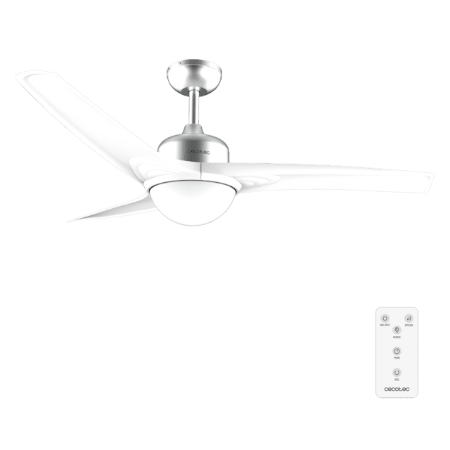Cecotec EnergySilence Aero 560 IronWhite Ventilador de techo de 60W y 52” con luz LED de 18W mando a distancia temporizador programable 3 velocidades a seleccionar y 3 aspas