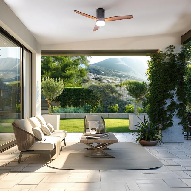 Cecotec EnergySilence Aero 5600 Black Aqua Connected Ventilador De Techo De 40 W Y 52” Con Mando A Distancia Control Por Wifi Y Mando A Distancia Protección IP44 6 Velocidades 3 Aspas Modo Winter-summer Y Temporizador De Hast