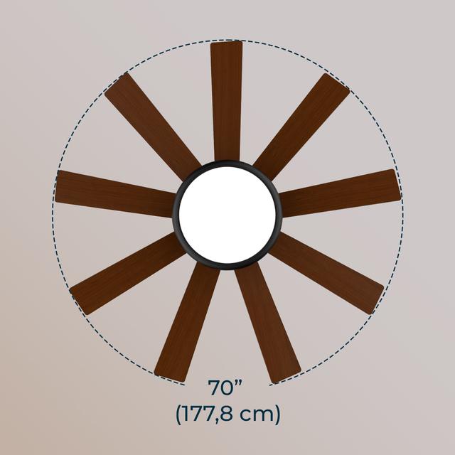 Cecotec EnergySilence Aero 7000 Light Pro Ventilador De Techo De 35 W Y 70” Con Luz LED 36W Control Remoto 6 Velocidades 9 Aspas Modo Winter-summer.  Ventilador De Techo
